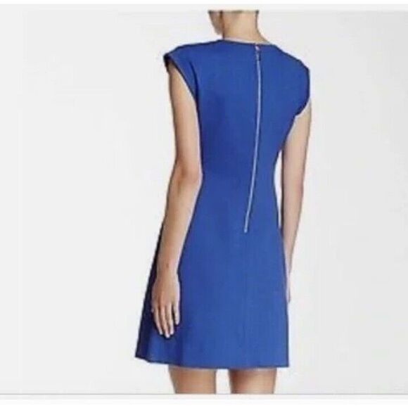 Kate Spade Women 0 Ponte Knit Mini Sheath Dress Blue Stretchy V Neck Cap Sleeves - Picture 3 of 9